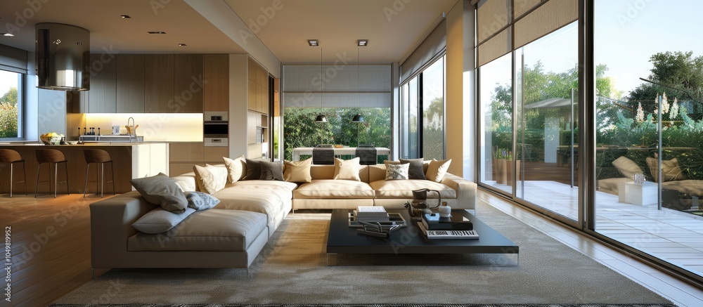 Poster roomy living room interior. with copy space image. place for adding text or design