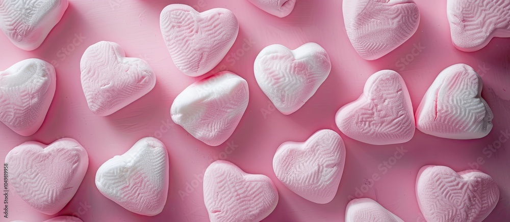 Leinwandbilder heart shaped marshmallows on a background valentine s day concept. with copy space image. place for 
