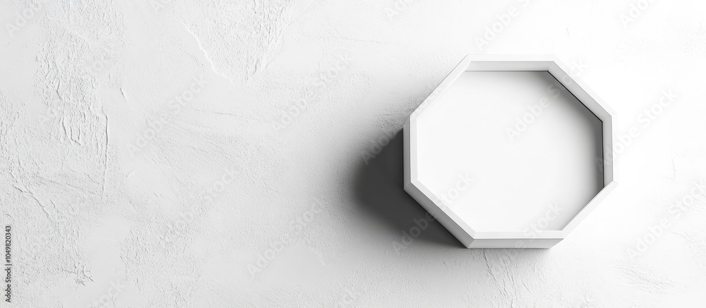 Aufkleber Open hexagonal box on a white textured backdrop Background for a gift or invitation. with copy space image. Place for adding text or design