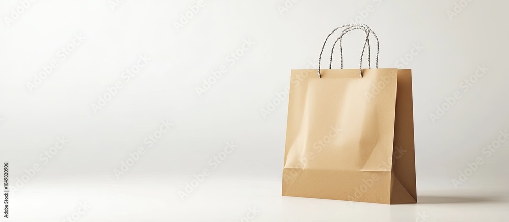 Aufkleber Empty brown paper bag isolated against a white background. with copy space image. Place for adding text or design