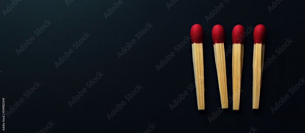 Aufkleber matches displayed on and off against a black background. with copy space image. place for adding tex
