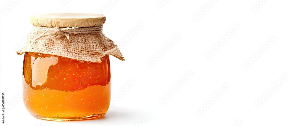 Fototapete Homemade apricot jam jar isolated on a white background. with copy space image. Place for adding text or design