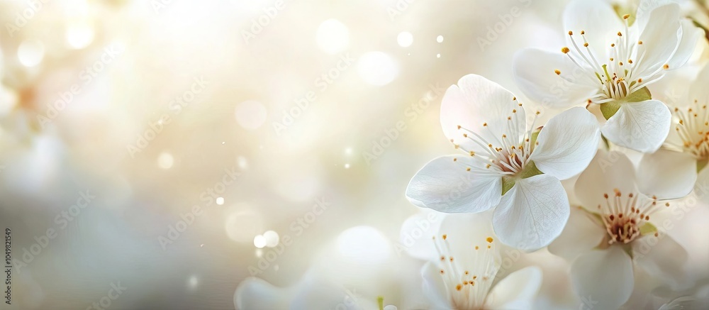 Leinwandbilder photo white blossoms form a beautiful backdrop merging with gentle bokeh to capture the spirit of sp