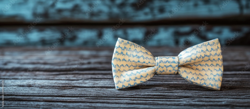 Poster happy father s day a special bow tie rests on a wooden table leaving empty copyspace for a message o