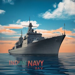Fototapeta premium Indian Navy Day, Celebrating the Guardians of the Seas, Indian Navy Day Poster, 