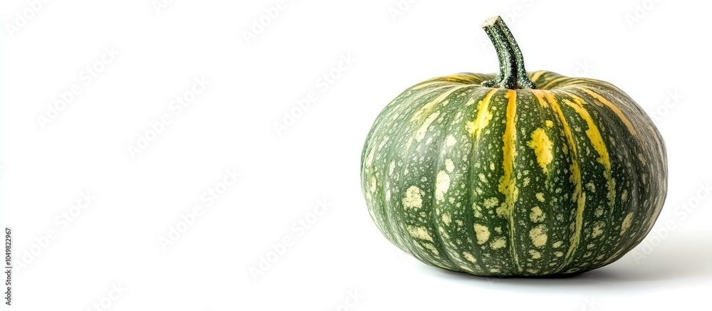 Fototapete green pumpkin removed from background on white. with copy space image. place for adding text or desi