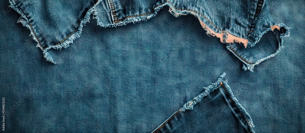 Aufkleber vintage jeans with a torn denim texture for a background. with copy space image. place for adding te