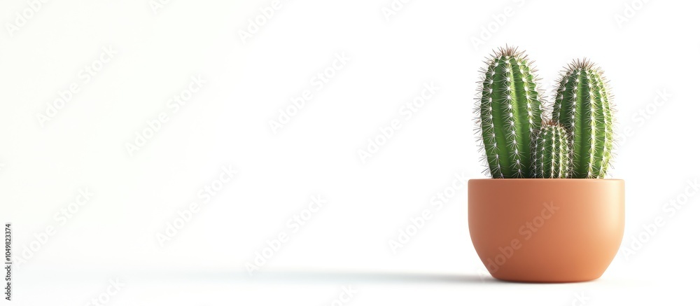 Leinwandbilder small cactus in a pot against a white isolated background. with copy space image. place for adding t