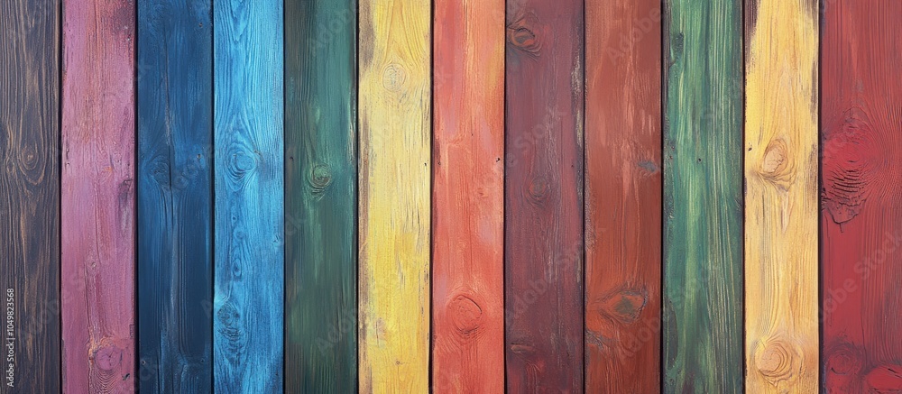 Poster painted wooden backdrop featuring a variety of colors. with copy space image. Place for adding text or design