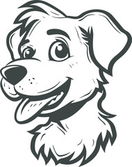 Obraz premium Happy cartoon puppy dog pet canine mascot character illustration line art drawing black and white