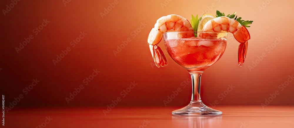 Poster shrimp cocktail. with copy space image. place for adding text or design