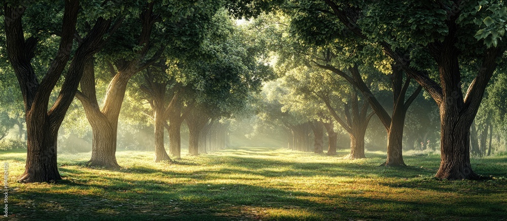 Poster trees within the park. with copy space image. place for adding text or design