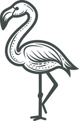 Naklejka premium Hand drawn flamingo illustration exotic bird wildlife nature tropical zoo animal pink bird graphic design element minimalist art print logo design black and white simple drawing outline doodle sketch