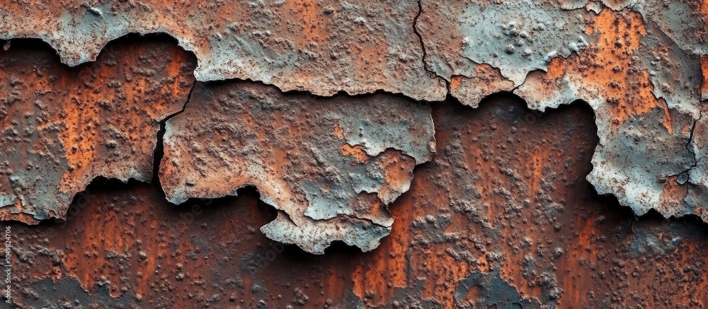 Aufkleber Close Up of Rusted Metal Surface with Flaking Paint. with copy space image. Place for adding text or design