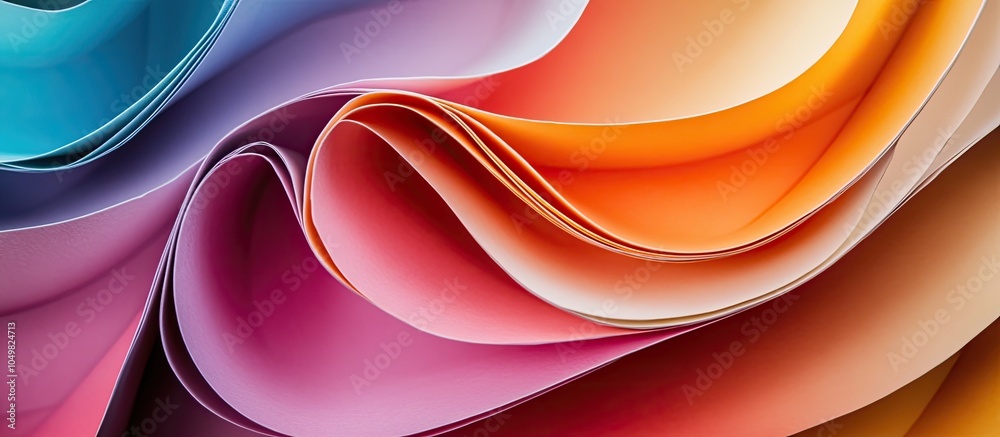 Fototapete Background macro image of a vibrant origami pattern created from curved sheets of paper. with copy space image. Place for adding text or design
