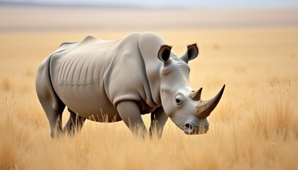 Obraz premium Elegance in the wild A majestic rhino in its natural habitat