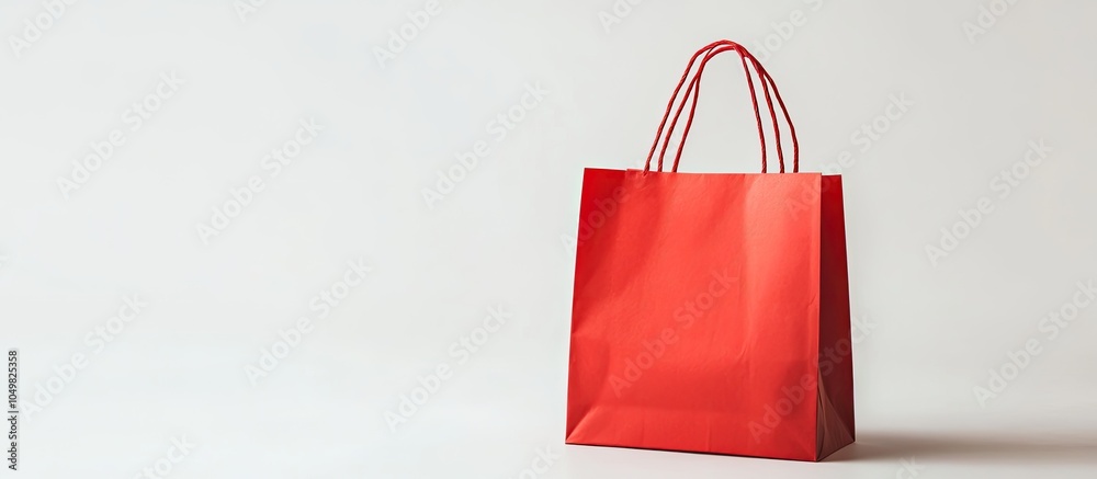 Poster Red paper bag isolated on a white background. with copy space image. Place for adding text or design