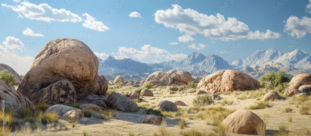 Poster Granite boulders in a desert landscape. with copy space image. Place for adding text or design