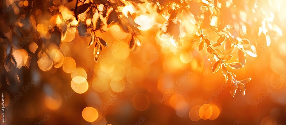 Poster orange bokeh background from natural settings beneath tree shade. with copy space image. place for a
