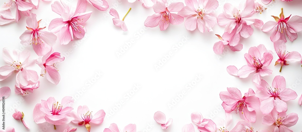 Aufkleber pink flower frame on a white background copy space for your text