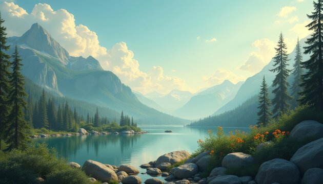  Tranquil mountain lake perfect for serene escapes