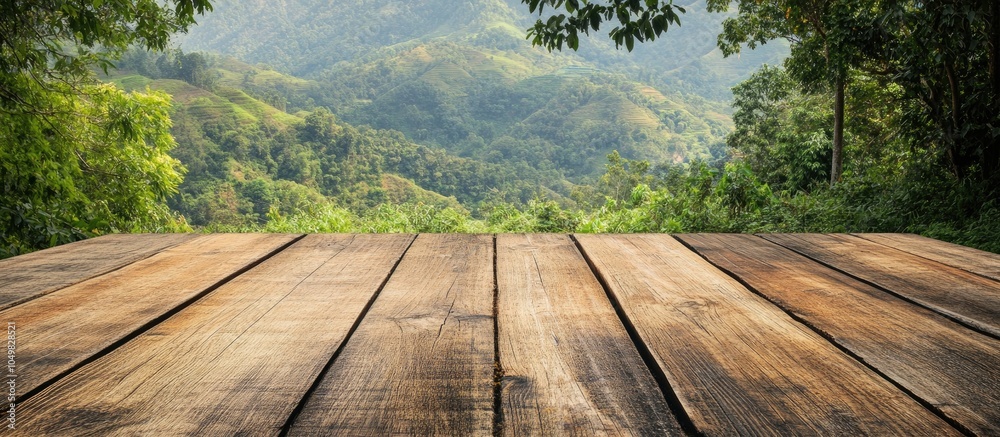 Aufkleber Vintage wooden table set against a natural backdrop. with copy space image. Place for adding text or design