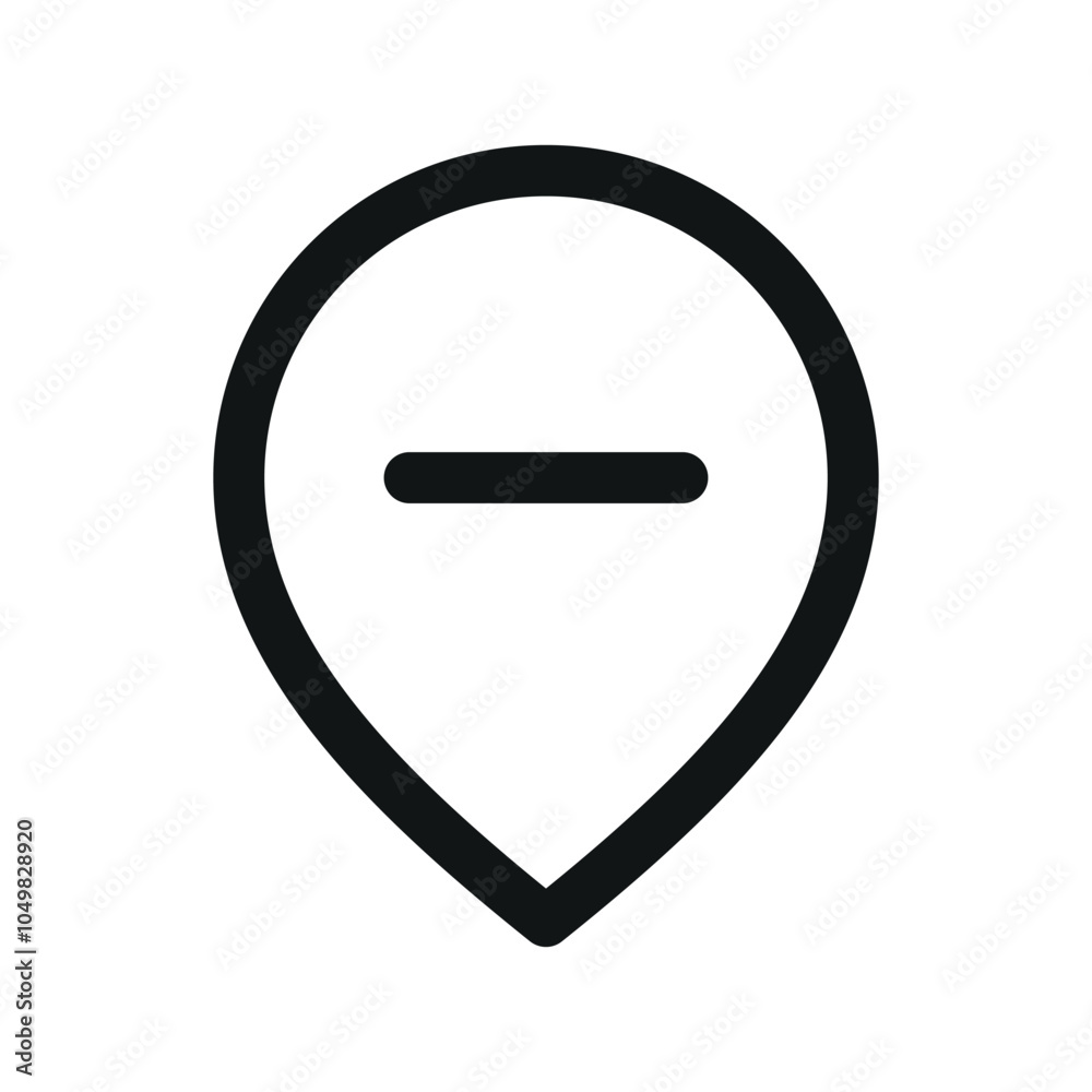 Poster minus map pin ui icon, remove location simple line user interface vector symbol