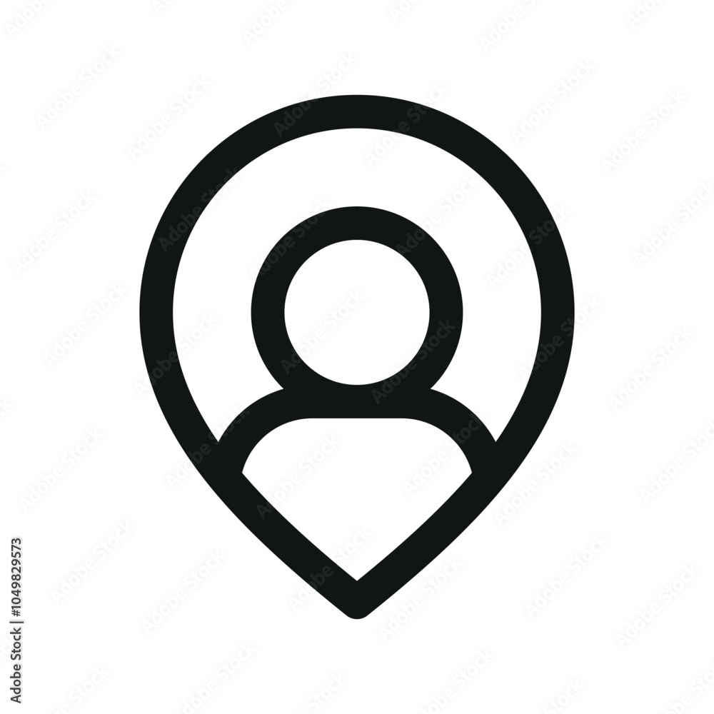 Aufkleber user location ui icon, person map marker simple line user interface vector symbol