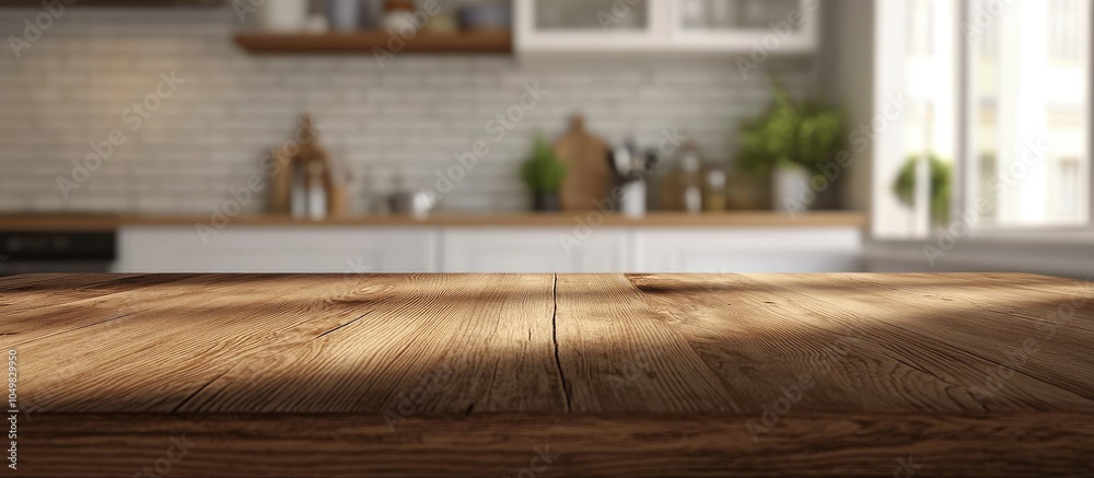 Leinwandbilder tabletop and blurred kitchen background. with copy space image. place for adding text or design