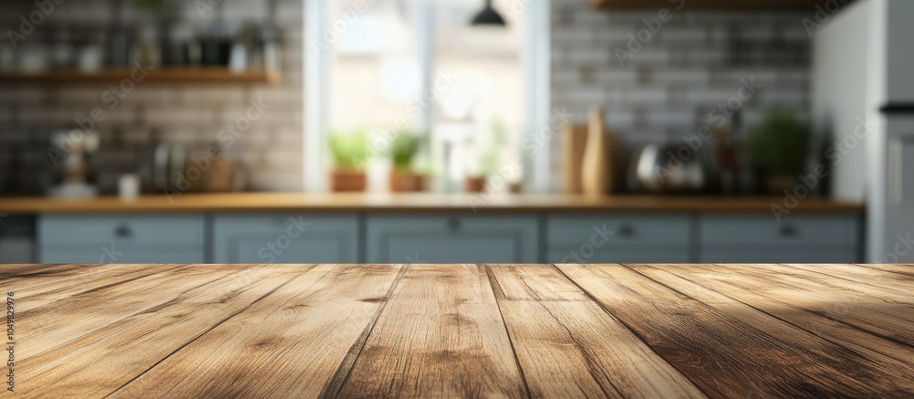 Leinwandbilder tabletop and blurred kitchen background. with copy space image. place for adding text or design