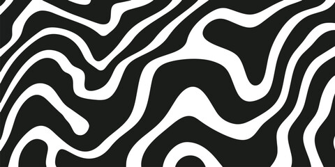 Abstract Black and White Seamless Wavy Lines Pattern Background Design for Wallpaper Fabric Packaging Branding Modern Texture Graphic Art Decoration Vector Illustration Template