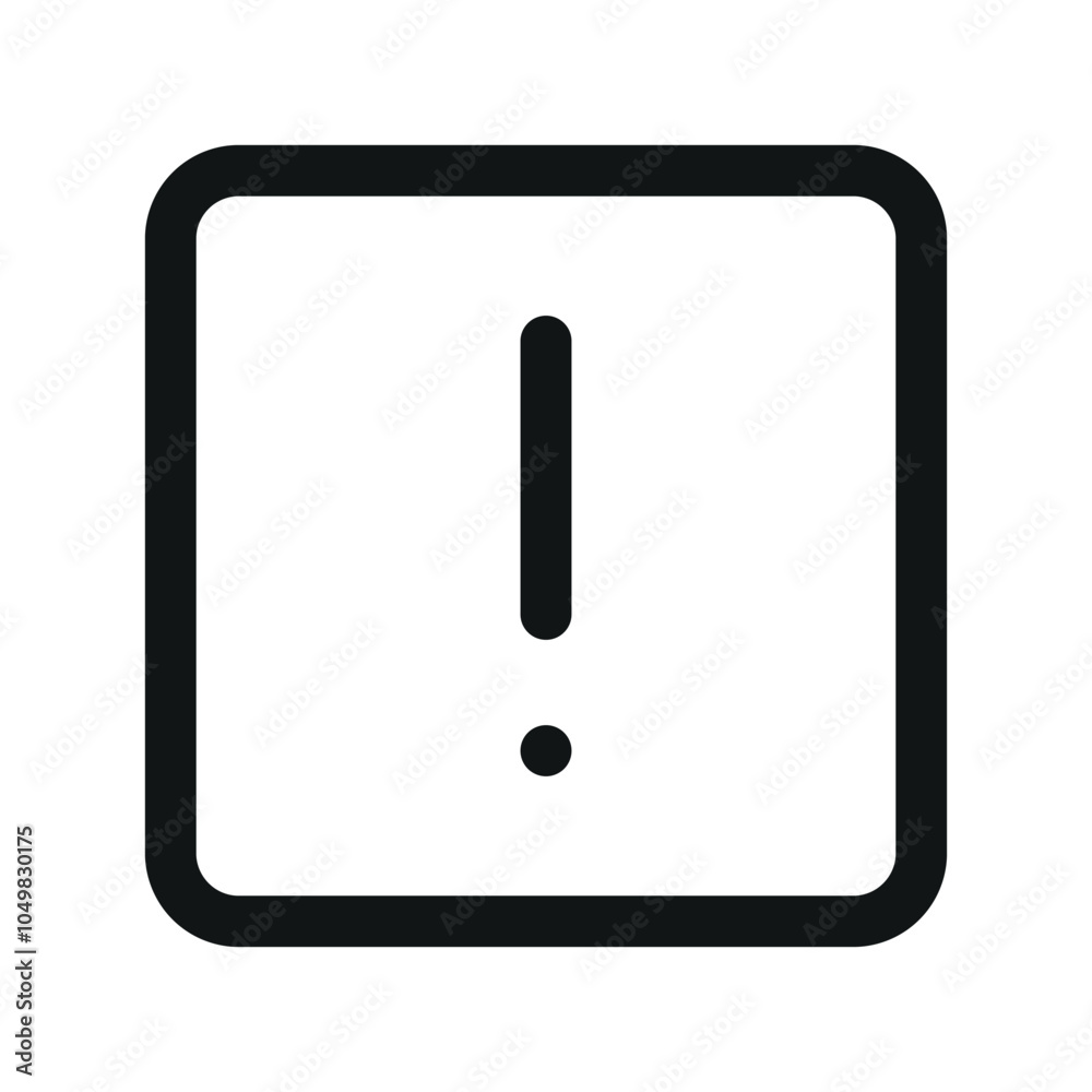 Poster exclamation mark square ui icon, important simple line user interface vector symbol