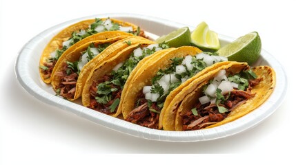 Vibrant Tacos with Fresh Toppings on a White Plate