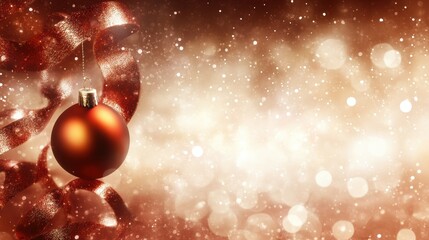 Sparkling Christmas Ornaments on Festive Background