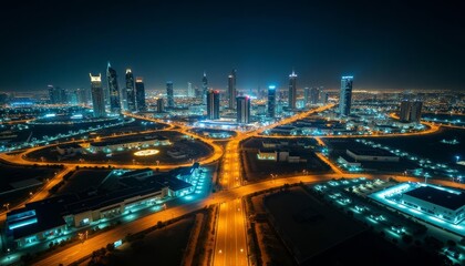 Obraz premium Bright City Lights at Night