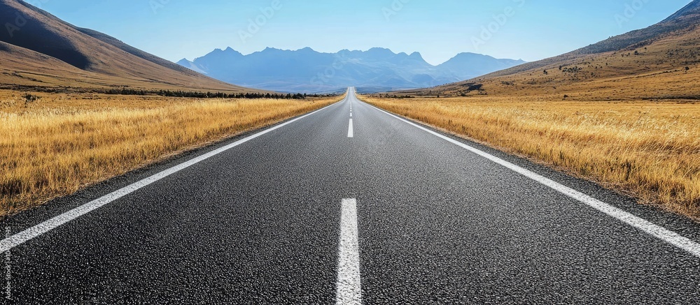 Aufkleber vast empty road with a mountain range in the distance. with copy space image. place for adding text 