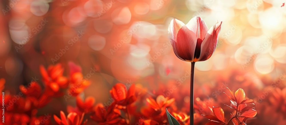 Poster autumn tulip tree. with copy space image. place for adding text or design