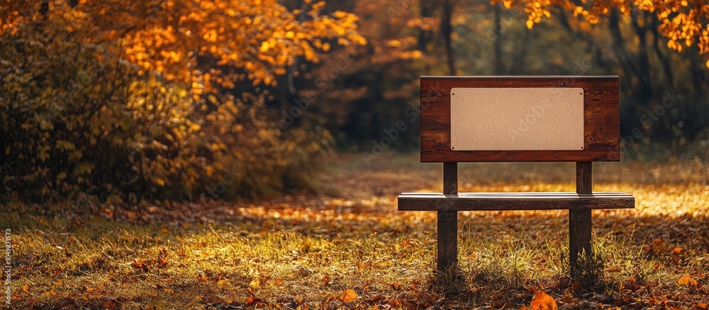 Poster blank sign with text space in a fall nature setting. with copy space image. place for adding text or