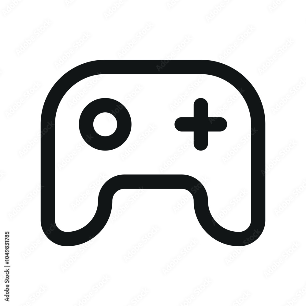 Poster gamepad ui icon, game console simple line user interface vector symbol