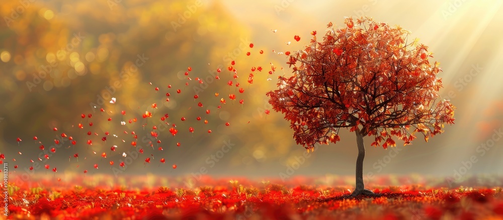 Poster autumn tulip tree. with copy space image. place for adding text or design