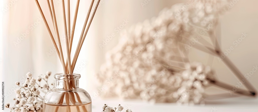 Aufkleber Aromatherapy reed diffuser air freshener featuring a text space below High quality image. with copy space image. Place for adding text or design