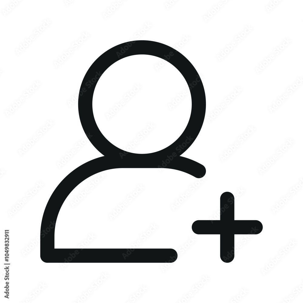 Aufkleber add user ui icon, create profile simple line user interface vector symbol