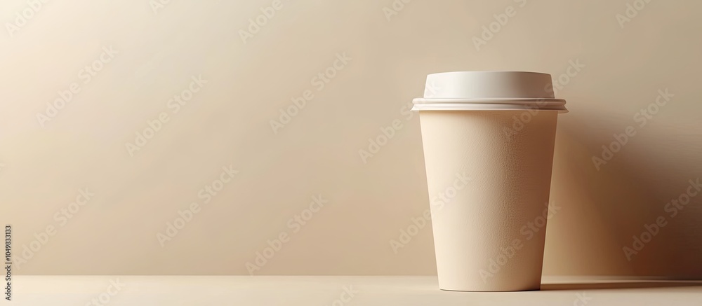 Leinwandbilder paper cup with a plastic lid on a light background coffee for takeout. with copy space image. place 
