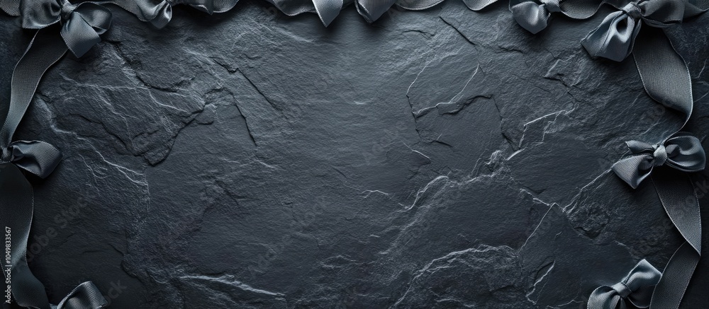 Poster Slate featuring ribbons with a Bavarian diamond design. with copy space image. Place for adding text or design