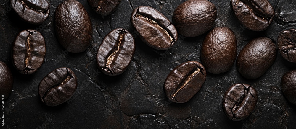 Aufkleber Roasted coffee beans May serve as a background or texture. with copy space image. Place for adding text or design