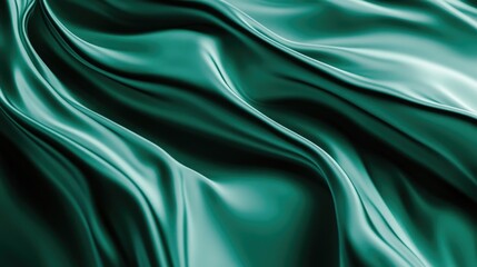 Obraz premium Lush Green Silk Fabric Drapery Texture Close-up