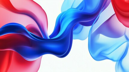 Obraz premium A colorful abstract fluid background featuring energetic blue and red shapes on a clean white backdrop. The high-definition image highlights the modern, vibrant color play and smooth transitions.