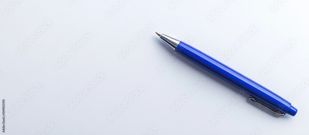 Poster blue pen on a notepad featuring motivational phrases on a white background with copy space