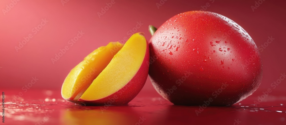 Poster Red Mango fruit. with copy space image. Place for adding text or design