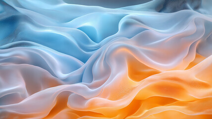 Obraz premium Soft flowing fabric in blue and orange hues creates serene atmosphere